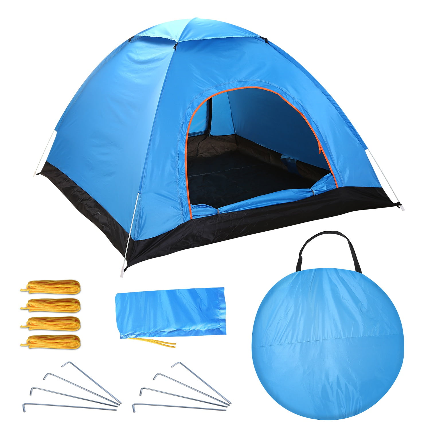 TeqHome 6.56' x 6.56' x 4.26' Large Waterproof Instant Pop Up Tent Canopy for Outdoor Camping Family Hiking Fishing 4 Persons Tent Blue