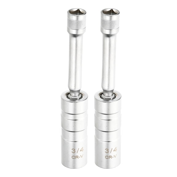 Uxcell 2pcs Spark Plug Socket Set 3/8" Drive 3/4" Swivel Magnetic 12 Point Medium Thin Wall Spark Plug Socket with 360 Degree Swivel CR-V Steel, Silver