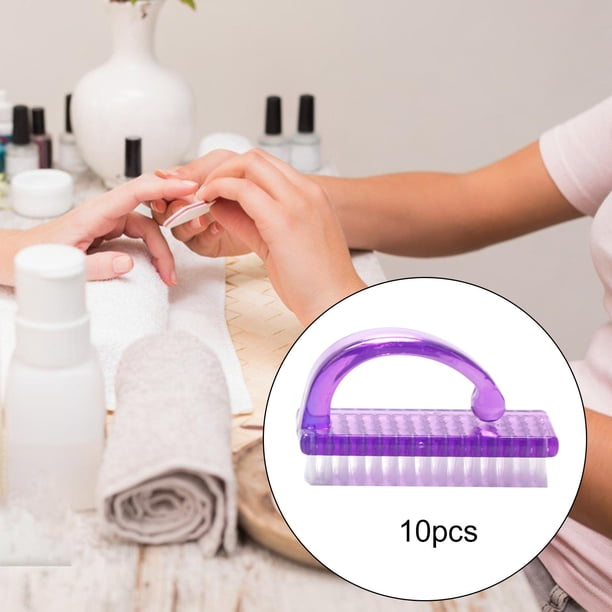 10 Uds Cepillo para Uñas/suave/polvo Limpio/herramientas Profesionales para Uñas/para Limpiador de Uñas Pies Herramienta - Púrpura