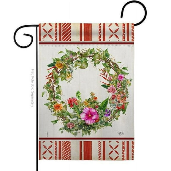 Breeze Decor G154127-BO Wildflower Wreath Floral Double-Sided Decorative Garden Flag, Multi Color