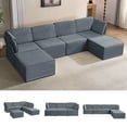 thumbnail image 3 of BALUS 120''W U-Shaped Sectional Sofa, 6-Seater Modular Sectional Sofa and Couch for Living Room,Dark Grey, 3 of 11
