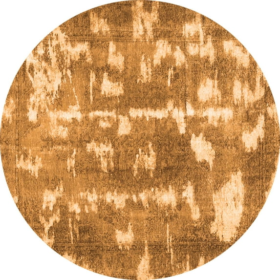 Ahgly Company Indoor Round Abstract Orange Contemporary Area Rugs, 7' Round