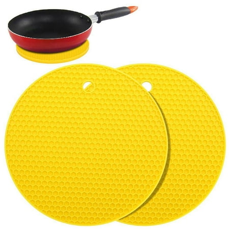 2pcs Silicone Pot Holders Multipurpose Round Pot Holders Trivets Jar Openers & Spoon Rests