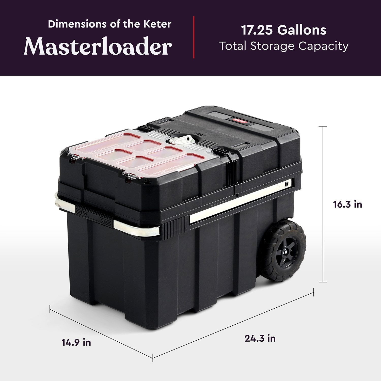 Keter Masterloader Rolling ToolBox with 18in Cantilever Organizer