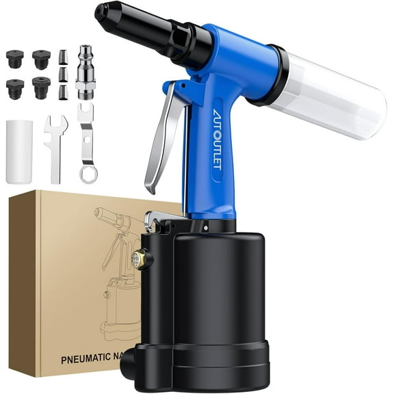 AUTOUTLET Pneumatic Rivet Gun Kit Heavy-Duty Riveter 4 Sizes Air Hydraulic Riveting Tool for Manufacturing Fields
