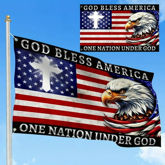 fsxdhpcsgfc God America Patriotic Banner Durable Outdoor Independence Day Flag For 4th Of July Retractable Badge Holders with Lanyard Cute Flags for Room Teen Girls Wall Mount Flag Pole for