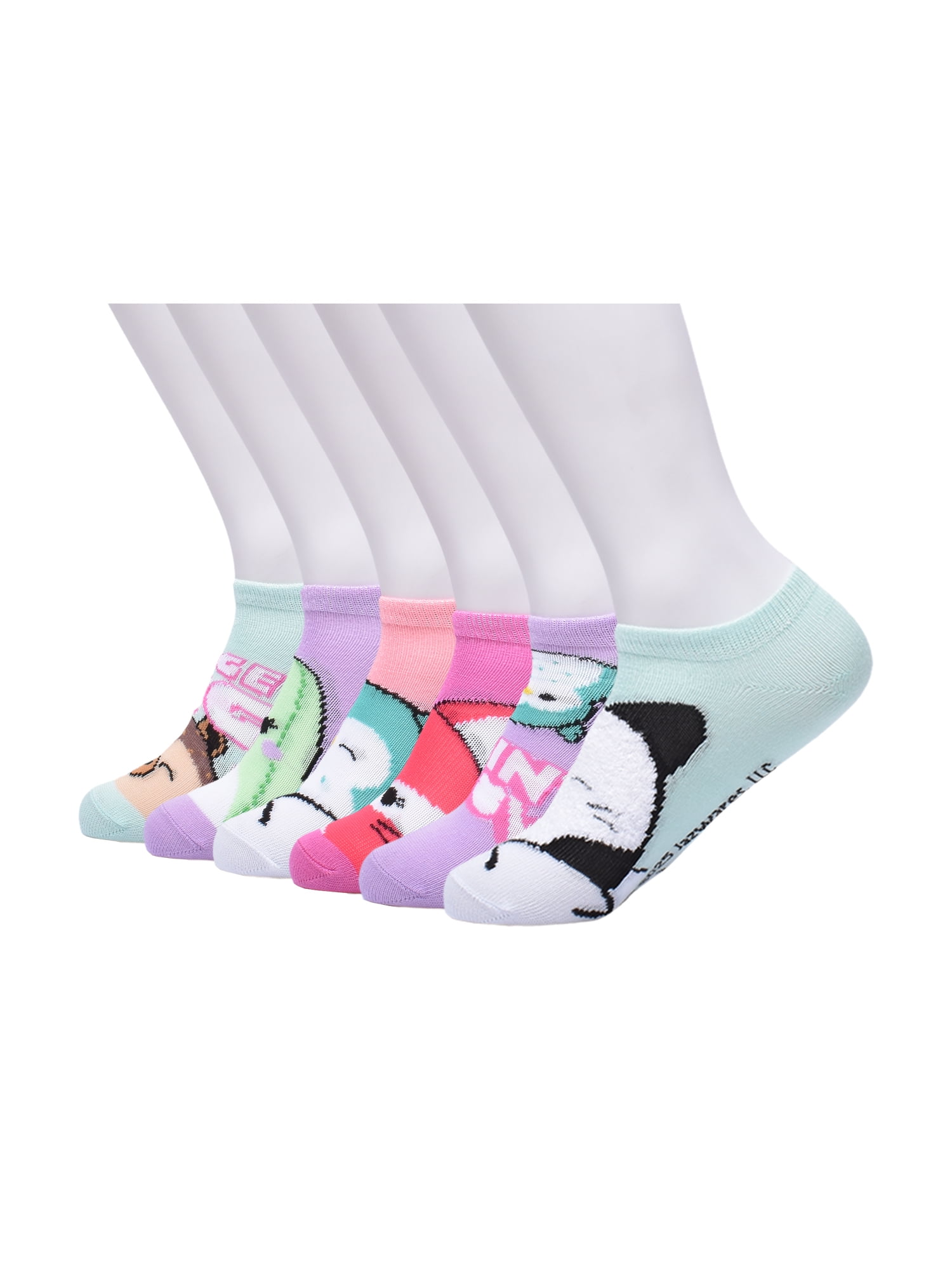Squishmallow Girls No Show Socks, 6 Pack, Size S-L