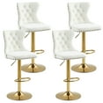 thumbnail image 2 of Homhum 360° Swivel Bar Stools Set of 4, Button Tufted Island Stools, Adjustable Seat Height, Beige & Gold, 2 of 8