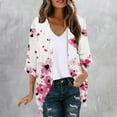 thumbnail image 2 of CYMMPU Tunic Tops 3/4 Sleeve Floral Pattern Summer Trendy Chiffon Shirts Front Open Cardigan Loose Fit Blouses for Women Dressy Casual Spring Tops Kimono Cover Up for Beach Kimono Multicolor XL, 2 of 5