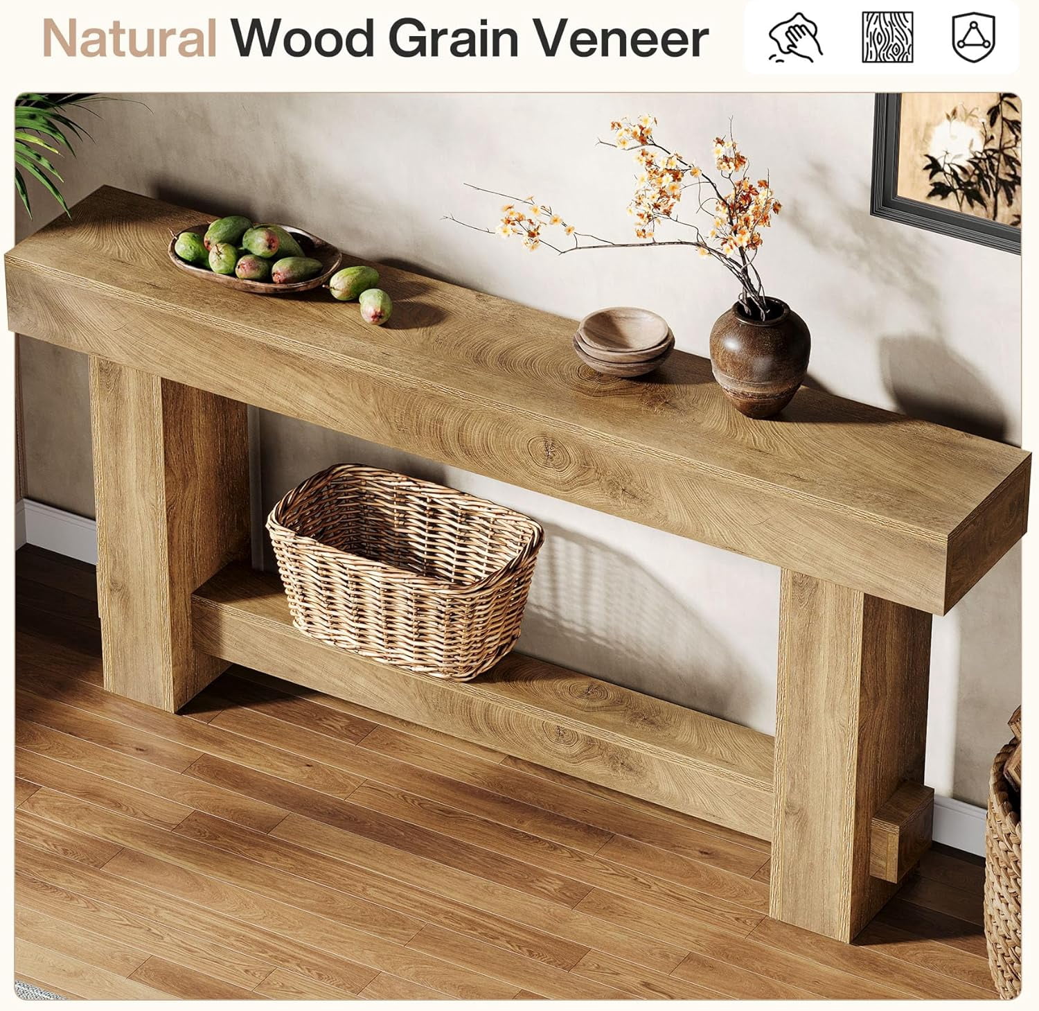 70.9" Entryway Console Table, Extra Long Wooden Farmhouse Sofa Table Behind Couch