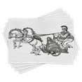 thumbnail image 1 of Ambesonne Retro Place Mats Set of 4, Warrior in a Chariot, Standard Size, Black White, 1 of 6
