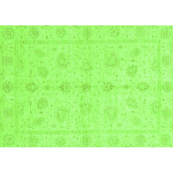 Ahgly Company Indoor Rectangle Oriental Green Traditional Area Rugs, 7' x 9'