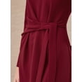 thumbnail image 4 of DARING DIVA Knee Length Pencil Long Sleeve Tie Waist Sheath Dress S Dark Red, 4 of 6