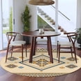 thumbnail image 3 of Round Rugs 7Ft, Beige Khaki Boho Round Area Rug Washable Indoor Throw Carpet, Vintage Ethnic Tribe Abstract Art Retro Large Non Slip Circle Rug for Dining Room Playroom Home Decor Aesthetic, 3 of 8