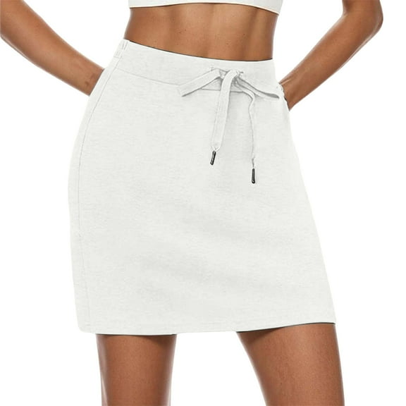 RUTAYY Women's Tennis Skirt Short Drawstring Skirt Built In Shorts with Pockets Comfortable Breathable Classic Versatile Mini Skirt