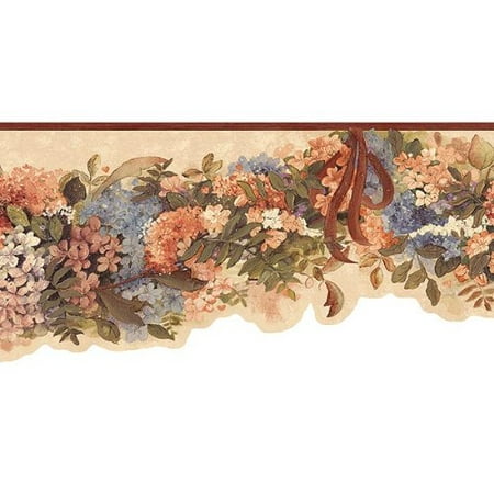Signs Die Cut Wall Border - Chesapeake FP00191B Hydrangea Die Cut Wallpaper Border, Multi