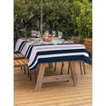 thumbnail image 4 of 54x80 Inch Outdoor Tablecloth with Umbrella Hole Zipper Rectangle Navy Blue Pink Striped Rectangular Tablecloths Outside Waterproof Modern Minimalist Ombre Lines Patio Table Cover for Picnic Party, 4 of 8