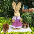 thumbnail image 4 of Tall Sisal Bunny Topiary Decor - 13.7in Standing Straw Rabbit with Carrot for Indoor/Outdoor Easter., 4 of 6