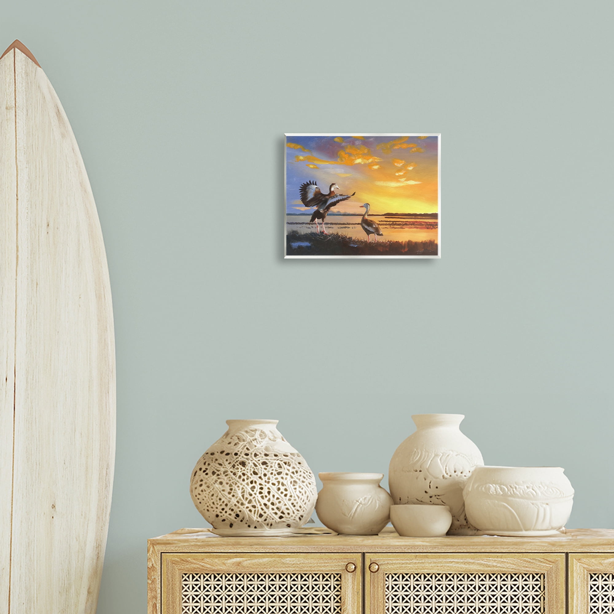 Stupell Industries Beach Birds at Sunset Animals & Insects Painting Unframed Art Print Wall Art, 14 x 11