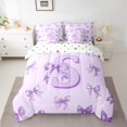thumbnail image 2 of Castle Fairy Alphabet Bowknot 7-Piece Twin Bedding Sets,Kawaii Cartoon Bedding Comforter Set,Monogrammed Letter Breathable Sheet Sets,Luxury Girls Bedroom Decor,Reversible, 2 of 8