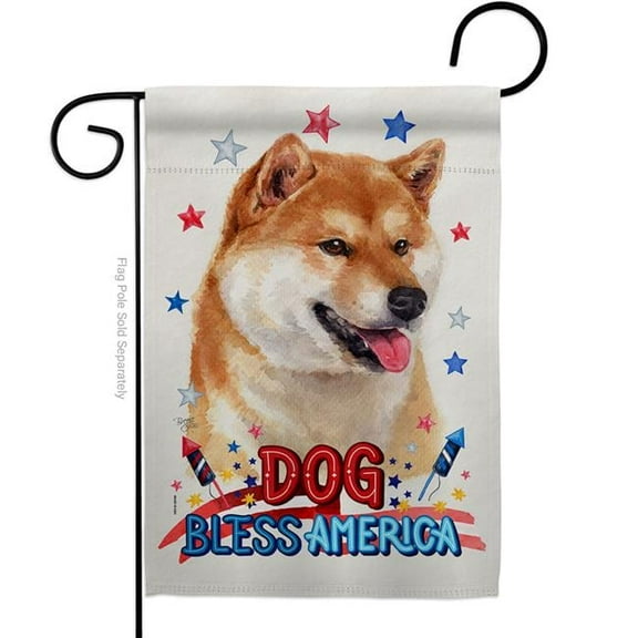 Breeze Decor G120232-BO Patriotic Sesame Shiba Inu Animals Dog 13 x 18.5 in. Double-Sided Decorative Vertical Garden Flags for House Decoration Banner Yard Gift