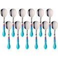 thumbnail image 1 of Soup Spoons,Round Stainless Steel Bouillon Spoons with Flower Edge 12-Piece Stainless Steel Set Use for Coffee Sugar Dessert Cake Ice Cream Soup - 6.2 Inches-Gradient Rainbow, 1 of 7