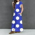 thumbnail image 5 of AJTQTH High Waist Sundress for Girls Stylish Polka Dots Tunic Pockets Princess Dress Round Neck Flutter Sleeve Flowy Maxi Dress Blue 8 Years, 5 of 6