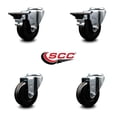 thumbnail image 2 of 3.5 Inch Phenolic Wheel Swivel Bolt Hole Caster Set with 2 Posi Lock Brakes SCC, 2 of 2