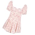 thumbnail image 2 of Vestido elegante de manga corta con estampado floral, dobladillo irregular para citas y vacaciones de verano, talla M, 2 of 8