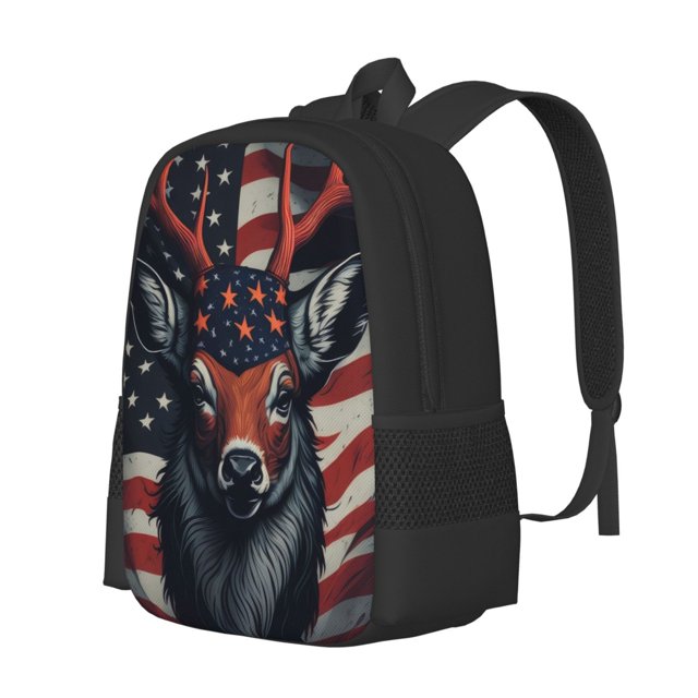 Fotbe Modern USA Deer Head Mochila para Hombre y Mujer - Tela Oxford 600D Resistente - Mochila Impermeable de Gran Capacidad para Escuela, Viajes y Senderismo