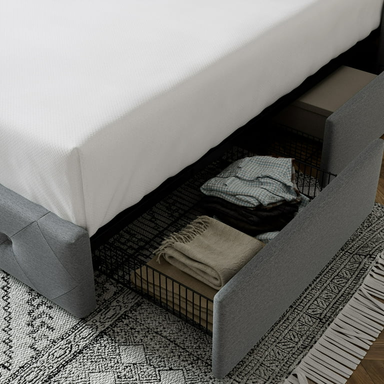 SHA CERLIN Upholstered King Size Platform Bed Frame, Light SHA CERLIN Upholstered King Size Platform Bed Frame, Light