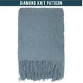 thumbnail image 3 of PAVILIA Dusty Blue Knit Throw Blanket for Couch Bed, Soft Knitted Farmhouse Sofa Throw for Living Room, Lightweight Decorative Summer Throw Blanket for Chair, Outdoor Textured Boho Blanket, 50x60, 3 of 9