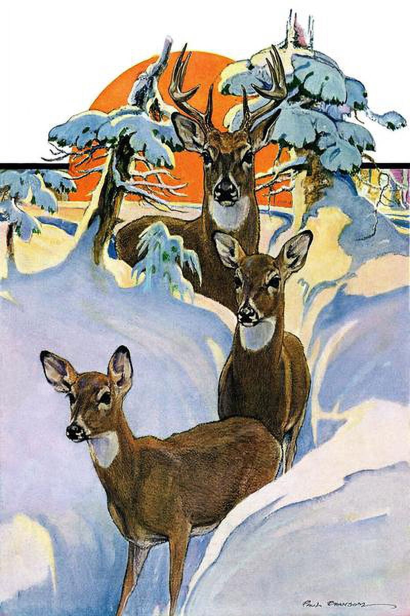"Snow Deer" Painting Print on Wrapped Canvas