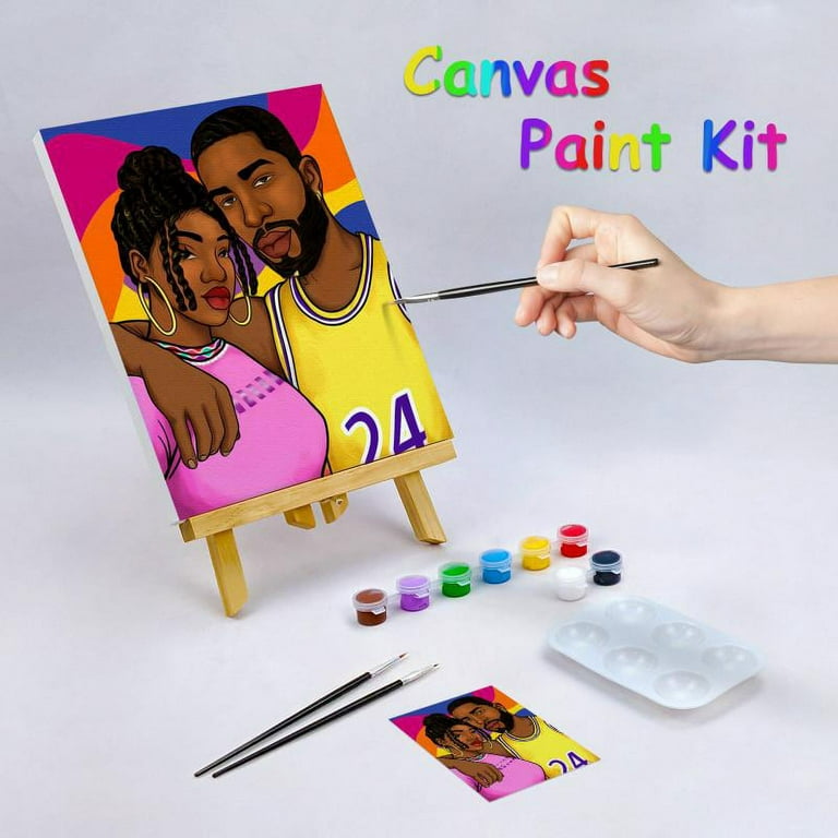 VOCHIC Canvas Painting Kit Pre Drawn Canvas Couples Paint Party Kits  Outline Canvas for Paint and