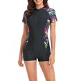 thumbnail image 4 of ASFGIMUJ Women's Bikini Conjoined Short Sleeve Zipper Conservative Swimsuit Surf Suit Women's Swimsuit, 4 of 8