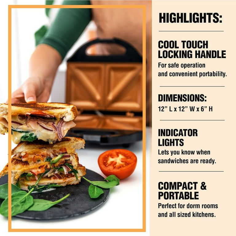 Gotham Steel Dual Electric Sandwich Maker and Panini Grill with Ultra  Nonstick Copper Surface