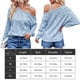 thumbnail image 2 of Blusa Sudadera básica Cuello inclinado Hombro caído Traje de vacaciones para mujer (XL) Azul Cgtredaw Azul T XL para Mujer, 2 of 7