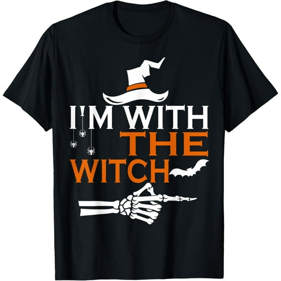 I'm With The Witch Halloween Couple for Men Funny T-Shirt
