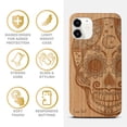thumbnail image 4 of Case Yard Wooden Case Outside Soft TPU Silicone, Slim Fit Shockproof Wood Protective Phone Cover for Girls Boys Men and Women, Supports Wireless Charging Gothic Skull Design case for iPhone-11, 4 of 7
