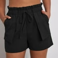 thumbnail image 2 of Bloomae Shorts for Women Summer Casual High Waisted Wide Leg Drawstring Beach Loose Shorts Comfy Fashion Outfits with Outward Pockets Black XXL, 2 of 8