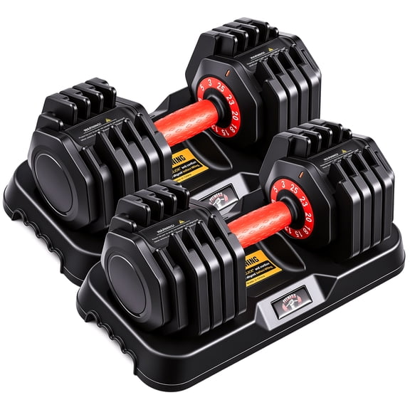 VIBESPARK Adjustable Dumbbell Set of 2, 10-in-1 Weights Dumbbell Set with Storage Box, 25lbs Adjustable Weights with Anti-slip Silicone Grip, Weight Set For Home Gym Suits both Men and Women