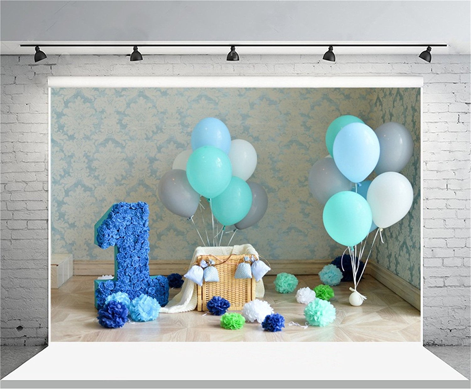 Mohome Polyster 7x5ft 1st Birthday Backdrop Sweet Balloon Photography