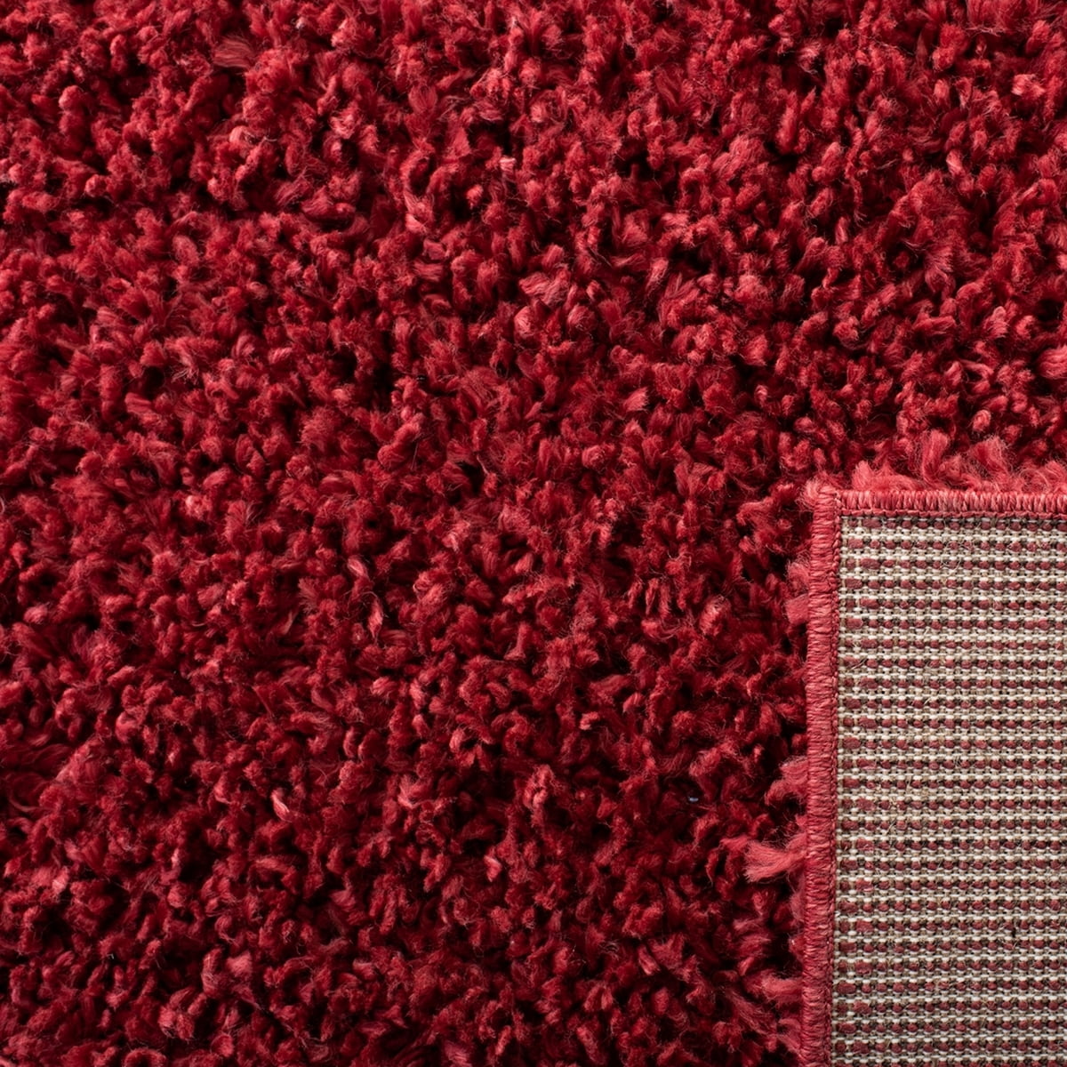 SAFAVIEH August Sophia Solid Shag Area Rug, Red, 6'7" x 6'7" Square