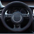 thumbnail image 2 of Car Styling Steering Wheel Cover Contrast Non-Slip Breathable PU Leatherette 38cm Black, 2 of 4