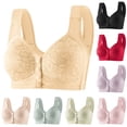 thumbnail image 2 of gakvbuo Front Closure Bra for Women Front Buckle Bras Wireless Bra Women's Solid Color Steel Ring Oversized Gathering Underwear Daily Bra, 2 of 3