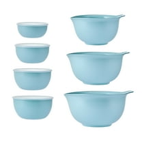 KitchenAid 7-Piece Plastic Nesting Mixing Bowl Set and Prep Bowls with Lids, Mineral Water