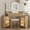 Oak, variant on Casvik Corner Vanity Desk with LED Mirror, Makeup Vanity Table with Charging Station, Stool and Storage Cabinets, Modern Dressing Table Set, Black