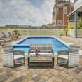 thumbnail image 2 of SYNGAR Patio Wicker Chairs Set, 4-Piece Outdoor Lawn Conversation Set with Glass Table and Thick Cushion, PE Rattan Chairs Furniture Set for Porch Deck Backyard Poolside, GE002, 2 of 10