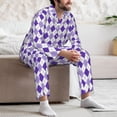 thumbnail image 7 of KLL Purple argyle Sleepwear Mens Flannel Pajamas,Long Cotton Pj Set-Small, 7 of 7
