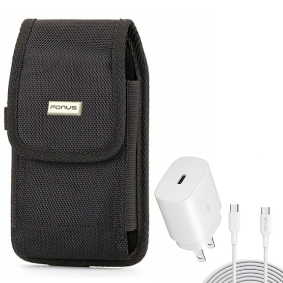 25W Fast Home Charger w Case Belt Clip for Samsung Galaxy S22 Ultra,S21,S21 Ultra,S21 Plus,Ultra S20 Plus,S20 Fan Edition,Fan FE 5G - PD Type-C 10ft USB-C Cable , Swivel Holster Rugged